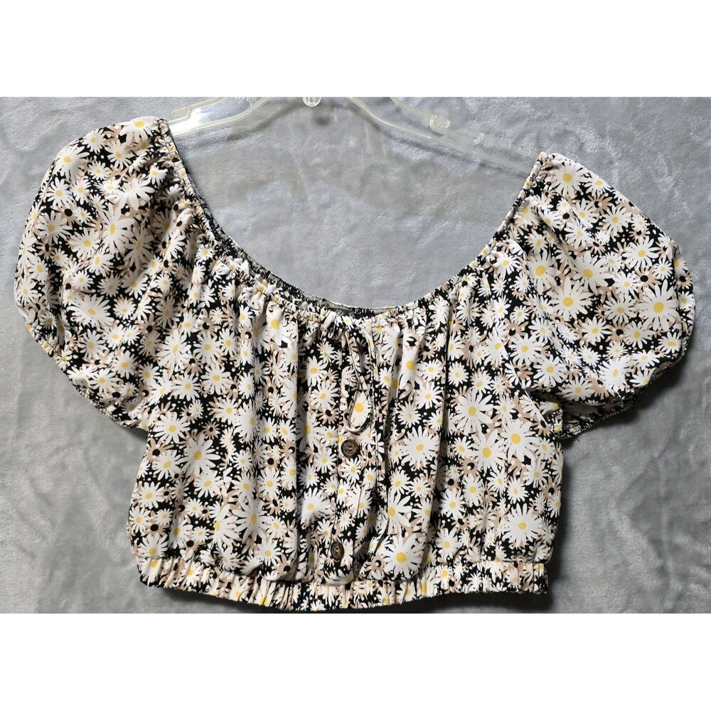 Lily Rose Halter Crop Off Shoulder Top Women XL Floral Daisy Cottagecore Summer
